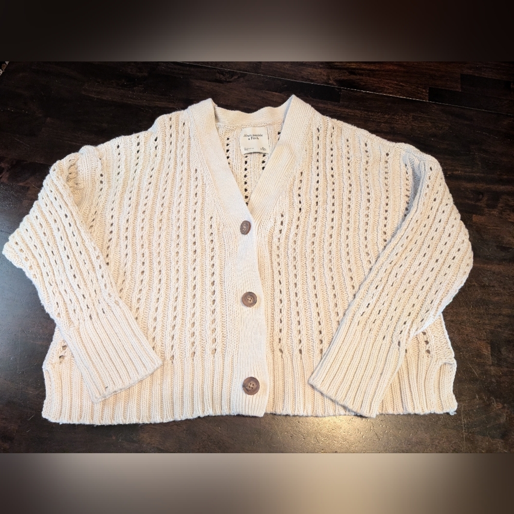 Abercrombie & Fitch Cream Cardigan Sweater